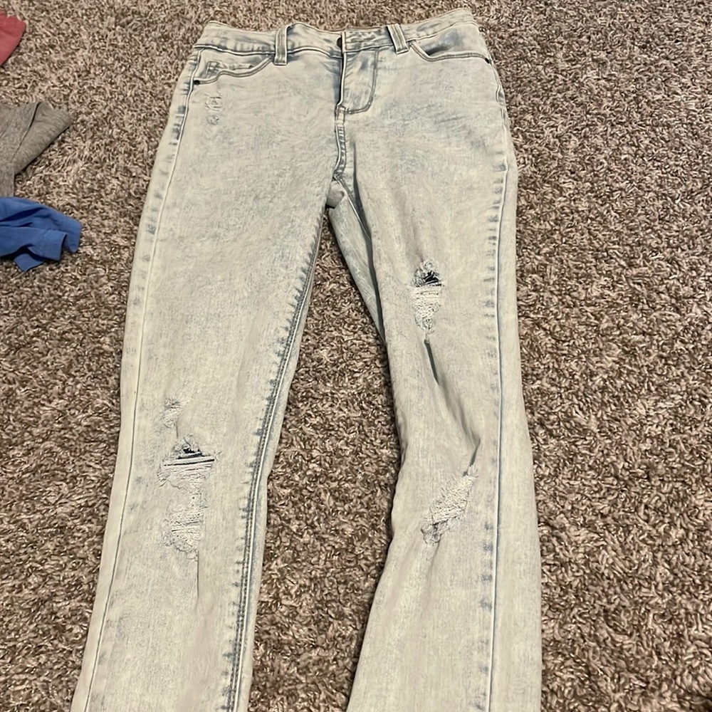 Lightwashed highwaisted jeans with rips, Size: 0